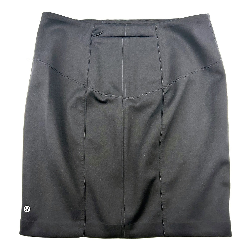 Lululemon Athletica Black Athletic Mini Skirt Size 8 Zipper Pocket Activewear - Picture 3 of 7